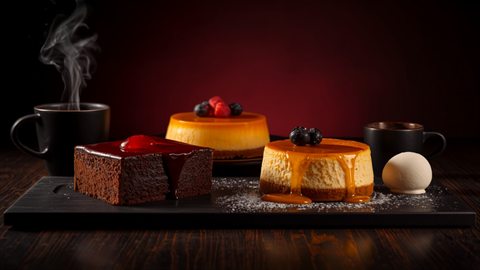 Postres de la casa con café